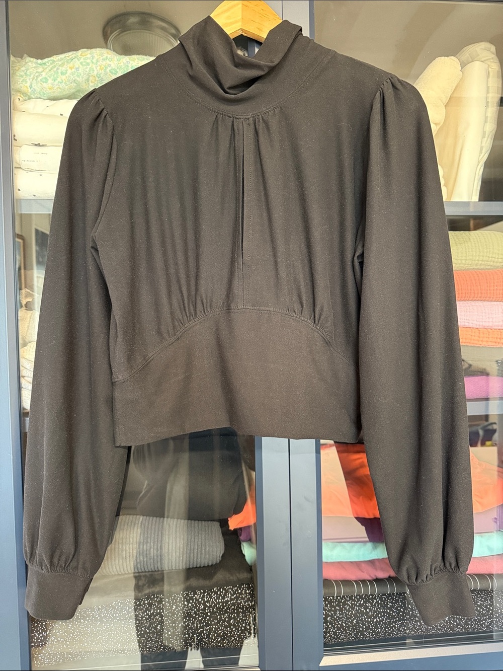 FAVLUX Black Mock Neck Long Sleeve Pullover